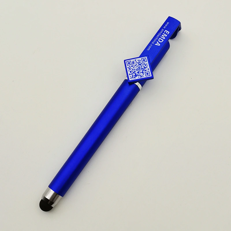 Wholesale China Manufacturer Soft Touch Stylus Pens Phone Holder Blue Pens Cheap Advertising Plastic Promotional Pens with Logo